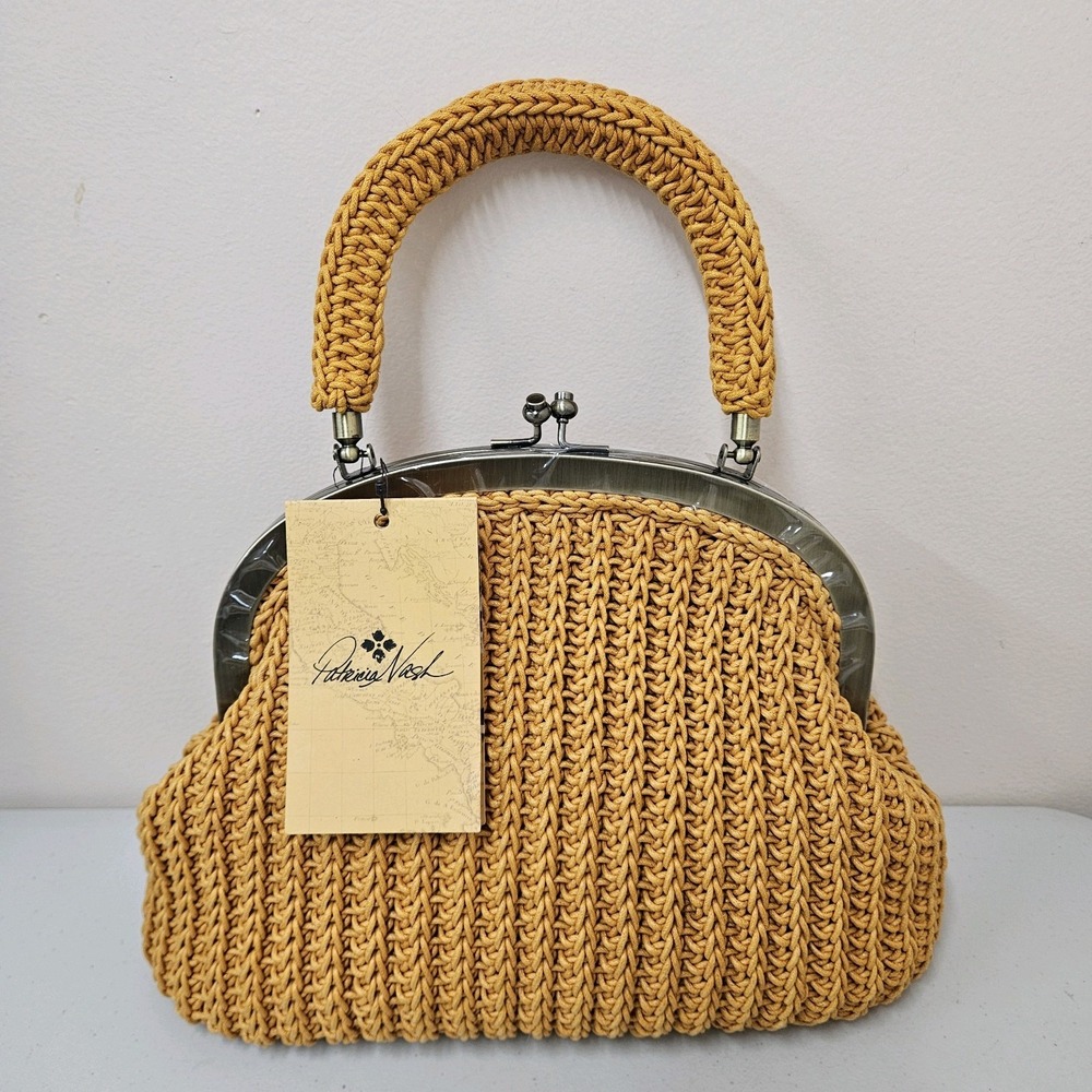 Patricia Nash Willow Top Handle‎ Sun Yellow Raffia Stra Satchel--NWT
